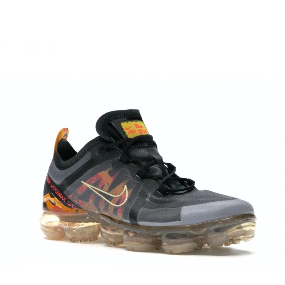 Nike Women's Air VaporMax Sneakers in Black, Orange and Gold